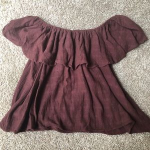 Entro Off Shoulder Maroon Top Medium